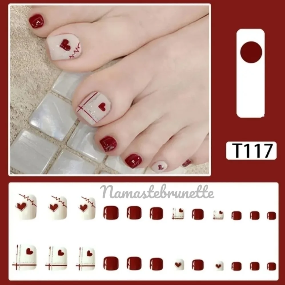 2/$16 Red Hearts To Press On Toenails